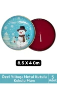 Luxery Yeni Yıl Parti New Year Yılbaşı Özel Metal Kutulu 8,5X4Cm Aromalı Kokulu Dekoratif Mum 5 Adet - 1