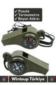 Çok Fonksiyonlu Kamp İzci Eğitim Deprem Termemotreli Pusulalı İpli Yüksek Sesli Hayatta Kalma Düdüğü - 2