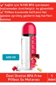 Premium Uzun Ömürlü %100 BPA Free Hap Bölmeli İlaç Kutusu Pillbox Su Matarası 600 Ml Suluk - 1