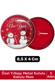 Luxery Yeni Yıl Parti New Year Yılbaşı Özel Metal Kutulu 8,5X4Cm Aromalı Kokulu Dekoratif Mum 5 Adet - 1