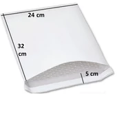 Beyaz Kağıt Kaplamalı Balonlu Patpat Torba Bantlı 17x25 +5 (100Adet) Baloncuklu Torba thumbnail 3