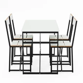 Eportatif Atlantik Mutfak Masası Yemek Masası Takımı Beyaz 1530 - 6