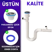 Çift Çamaşır ve Bulaşık  Makinesi için Körüklü Lavabo Sifonu(Çift Girişli) - 4