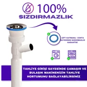 Güçlü Plastik Çamaşır Makinesi Girişli Körüklü Lavabo Sifonu - 3