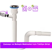 Güçlü Plastik Çamaşır Makinesi Girişli Körüklü Lavabo Sifonu - 4