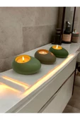 Three Drops Minimal Dekoratif Beton Tealight Mumluk 3'lü Set - 1