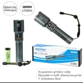 Gold Police GP-217 Uzun Menzilli Şarjlı El Feneri Dijital LED Şarj Göstergeli 3000 Lümen - 2