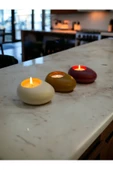 Three Drops Minimal Dekoratif Beton Tealight Mumluk 3'lü Set - 3