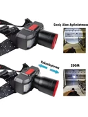 PS-2099 Hareket Sensörlü Şarjlı Kafa Lambası, Kırmızı Beyaz Işık LED 6 Mod Aydınlatma Zoom Kafa Feneri 1500 Lümen - 3