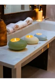 Three Drops Minimal Dekoratif Beton Tealight Mumluk 3'lü Set - 4