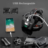 OR-T116 Şarjlı Kafa Lambası 30 Watt Profesyonel Kafa Feneri Tg LED Zoom Özellikli - 2