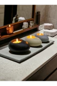 Three Drops Minimal Dekoratif Beton Tealight Mumluk 3'lü Set - 2
