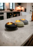 Three Drops Minimal Dekoratif Beton Tealight Mumluk 3'lü Set - 6