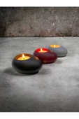 Three Drops Minimal Dekoratif Beton Tealight Mumluk 3'lü Set | Siyah-Bordo-Gri | - 1