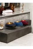 Three Drops Minimal Dekoratif Beton Tealight Mumluk 3'lü Set - 3