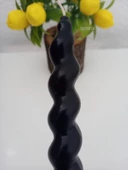 qosrix Siyah Italyan Burgulu Şamdan Soya Mumu Doğal Kokulu Çubuk Konik Burgu Spiral Mum Dekoratif 1 Adet thumbnail 2