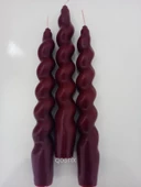 qosrix 3'lü Bordo Italyan Burgulu Şamdan Soya Mumu Doğal Kokulu Uzun Çubuk Konik Burgu Spiral Mum Dekoratif thumbnail 1