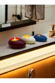 Three Drops Minimal Dekoratif Beton Tealight Mumluk 3'lü Set [ Bordo-Beyaz-Mavi ] - 1