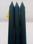 qosrix 3'lü Petrol Yeşili Şamdan Soya Mumu 1. Kalite Doğal Vanilya Kokulu Uzun Çubuk Konik Mum Dekoratif - 1