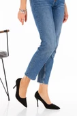 Kadın Süet Siyah Topuklu Stiletto Ayakkabı ( İç Astar Deri ) - 1