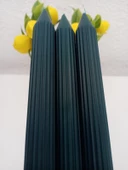 qosrix 3'lü Petrol Yeşili Şamdan Soya Mumu 1. Kalite Doğal Vanilya Kokulu Uzun Çubuk Konik Mum Dekoratif - 4