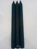 qosrix 3'lü Petrol Yeşili Şamdan Soya Mumu 1. Kalite Doğal Vanilya Kokulu Uzun Çubuk Konik Mum Dekoratif - 5