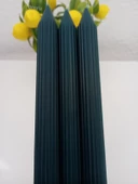 qosrix 3'lü Petrol Yeşili Şamdan Soya Mumu 1. Kalite Doğal Vanilya Kokulu Uzun Çubuk Konik Mum Dekoratif - 2