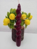 qosrix 3'lü Bordo Italyan Burgulu Şamdan Soya Mumu Doğal Kokulu Uzun Çubuk Konik Burgu Spiral Mum Dekoratif thumbnail 5