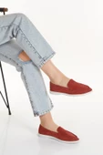 Kadın Bordo Hakiki Süet Deri Babet Ayakkabı - SMX-0243 - 2