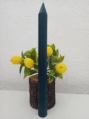 qosrix 3'lü Petrol Yeşili Şamdan Soya Mumu 1. Kalite Doğal Vanilya Kokulu Uzun Çubuk Konik Mum Dekoratif - 7