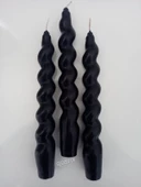 qosrix 3'lü Siyah Italyan Burgulu Şamdan Soya Mumu Doğal Kokulu Uzun Çubuk Konik Burgu Spiral Mum Dekoratif - 1