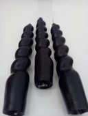 qosrix 3'lü Siyah Italyan Burgulu Şamdan Soya Mumu Doğal Kokulu Uzun Çubuk Konik Burgu Spiral Mum Dekoratif - 2