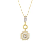 5mm Kare Zirkon Taşlı Beyaz Mineli Gold Rengi Gümüş Kadın Kolye - 1