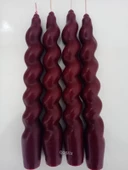 qosrix 4'lü Bordo Italyan Burgulu Şamdan Soya Mumu Doğal Kokulu Uzun Çubuk Konik Burgu Mum Spiral Dekoratif thumbnail 1