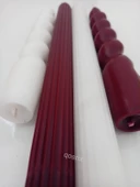 qosrix 4'lü Beyaz Bordo Italyan Burgulu Şamdan Soya Mumu Doğal Kokuluuzun Çubuk Konik Burgu Spiral Mum thumbnail 2