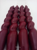 qosrix 4'lü Bordo Italyan Burgulu Şamdan Soya Mumu Doğal Kokulu Uzun Çubuk Konik Burgu Mum Spiral Dekoratif thumbnail 2