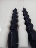 qosrix 4'lü Siyah Beyaz Italyan Burgulu Şamdan Soya Mumu Doğal Kokulu Uzun Çubuk Konik Burgu Spiral Mum - 2