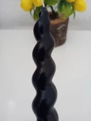 qosrix 4'lü Siyah Italyan Burgulu Şamdan Soya Mumu Doğal Kokulu Uzun Çubuk Konik Burgu Mum Spiral Dekoratif - 2
