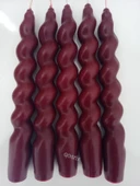 qosrix 5'li Bordo Italyan Burgulu Şamdan Soya Mumu Doğal Kokulu Uzun Çubuk Konik Burgu Spiral Mum Dekoratif thumbnail 1