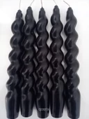 qosrix 5'li Siyah Italyan Burgulu Şamdan Soya Mumu Doğal Kokulu Uzun Çubuk Konik Burgu Spiral Mum Dekoratif - 1