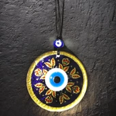 Kırmızı Laleli Gold Renk Cam Süs Altın Varaklı Duvar Dekoru thumbnail 5