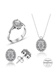 Sertifikalı Swarovski Taşlı Oval Kesim 925 Gümüş Set Takım - 2