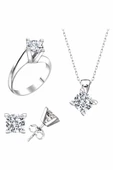 Sertifikalı Swarovski Taş Sarmaşık Tek Taş 925 Gümüş Set Takım thumbnail 1