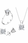 Sertifikalı Swarovski Tektaş 925 Gümüş Set Takım - 1