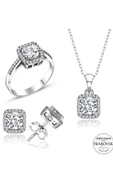 Sertifikalı 2.00 Baget Swarovski Taşlı 925 Gümüş Set Takım thumbnail 2