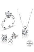 Sertifikalı Swarovski Tek Taş 925 Gümüş Set Takım - 2