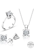 Sertifikalı Swarovski Tektaş 925 Gümüş Set Takım - 2