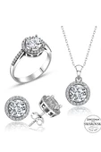 Sertifikalı Swarovski Özel Modeli Tektaş 925 Gümüş Set Takım thumbnail 3