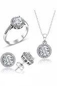 Sertifikalı Swarovski Özel Modeli Tektaş 925 Gümüş Set Takım thumbnail 1