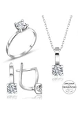 Sertifikalı Swarovski Tektaş Taşlı 925 Gümüş Set Takım - 2